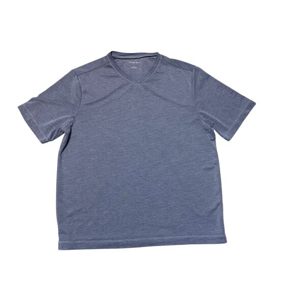 Saks Fifth Avenue Men’s Navy Blue Short Sleeve V-Neck Modal Knit T-Shirt Size L - Picture 1 of 5